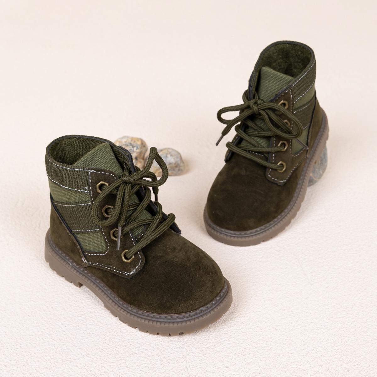Детские ботинки martin нескользящие и короткие ботинки 26 армия зеленый — фото 4