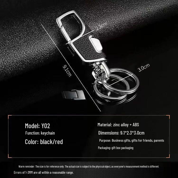 Premium Metal Keychain: One-Press Open, Creative Men's Anti-Lost Design with Genuine Leather Waist Hanger.