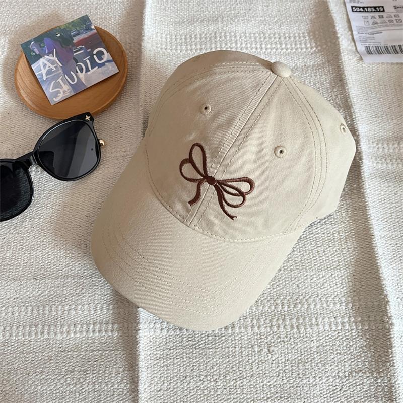 Embroidered Bowtie Hat PonytailHat Long Brims Baseball Hat Fashionable Sun Hat