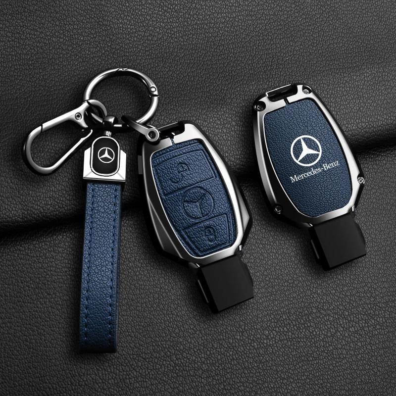 ECD5 Hot 2025 Zinc Alloy Leather Car Key Case Cover Holder Shell Protector For Mercedes Benz A B C S Class AMG GLA CLA GLC W176 W221
