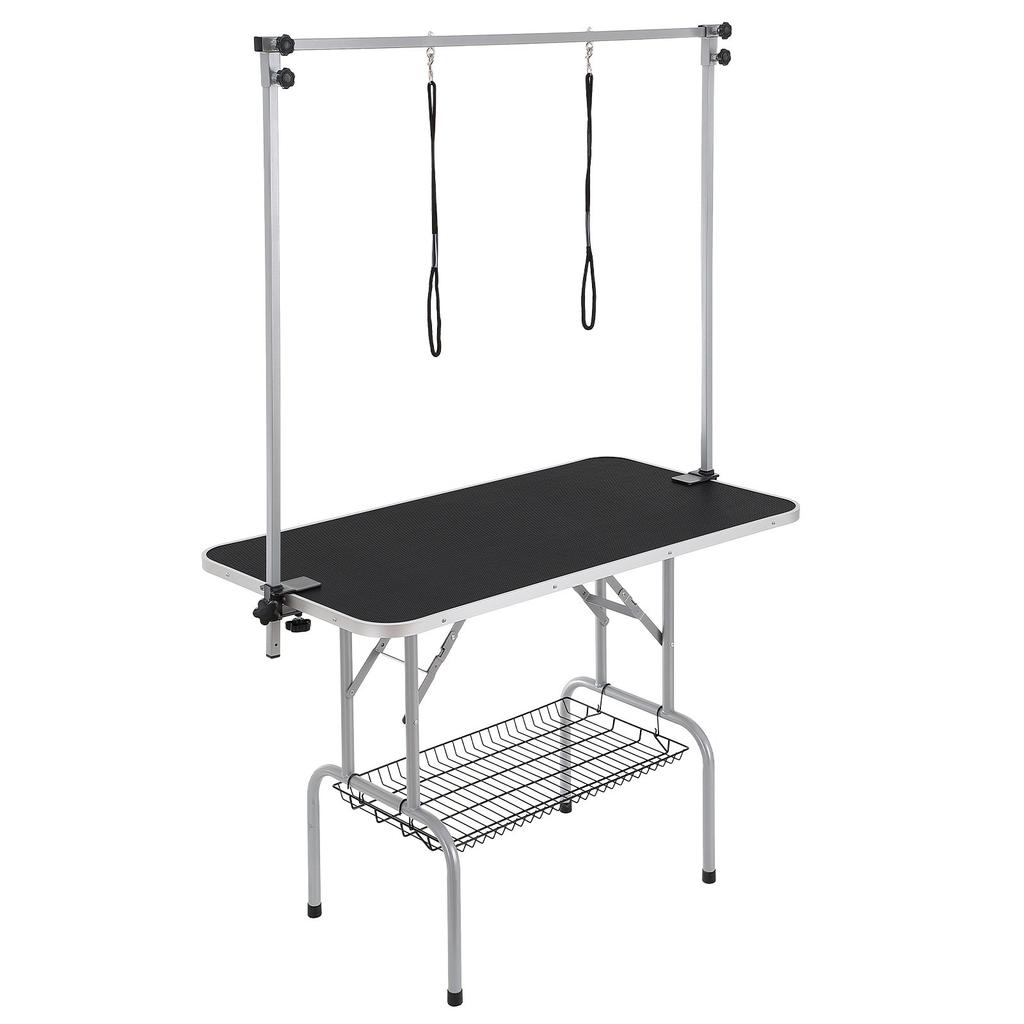 VEVOR Pet Grooming Table Two Arms with Clamp, 117cm Dog Grooming Station, Foldable Pets Grooming Stand for Medium and Small Dogs