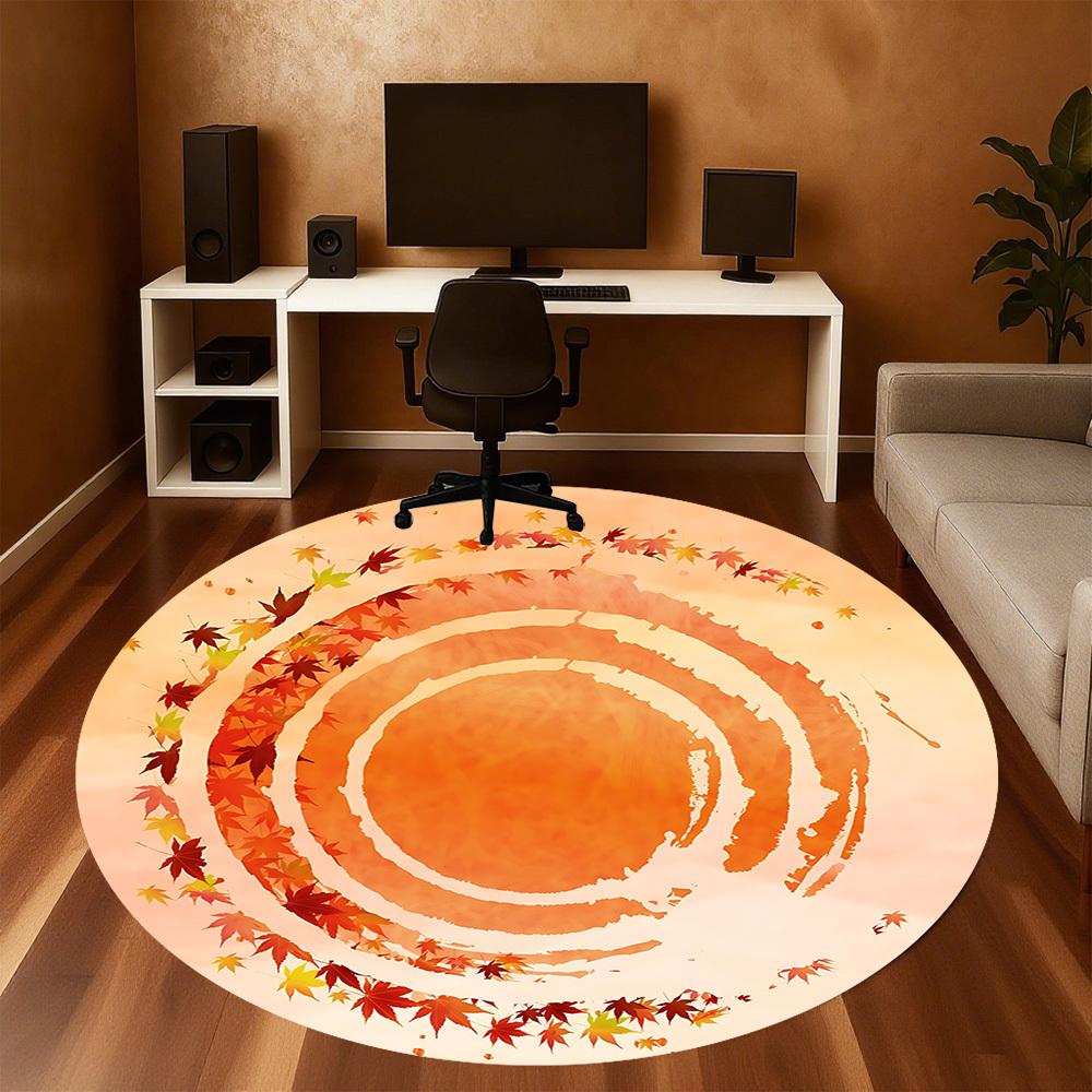 1pc Autumn Leaves Round Chair mat Area Rug - Non-Slip, Floor Mat for Office, Bedroom, and Indoor Decor c1125190