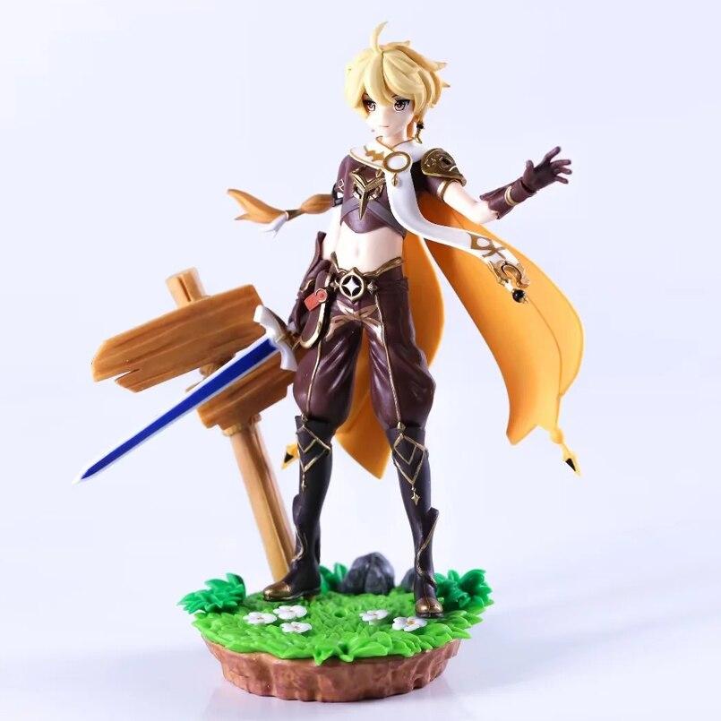 New 19cm Anime Genshin Impact Figure Barbara Aether Lumine Pvc Action Figure Collectible Decoration Collection Doll Toys