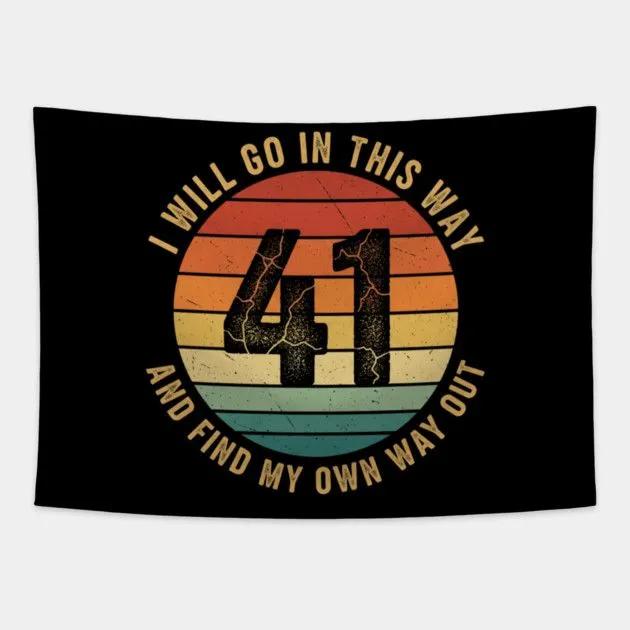 Vintage Retro Sunset Tapestry, Inspirational Quote Wall Hanging, Number 41 Bedroom Dorm Living Room Decor 100X70CM