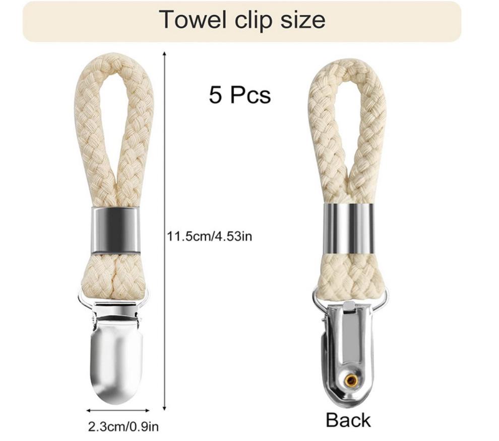 Nerezový kovový klip na ručníky do koupelny s bavlněnou šňůrou