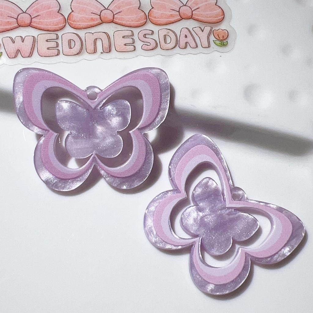 Hollow Butterfly Pendant Jewelry Making Pendant with Hole Decorative Acrylic Butterfly Charm Bracelet Making Bead DIY