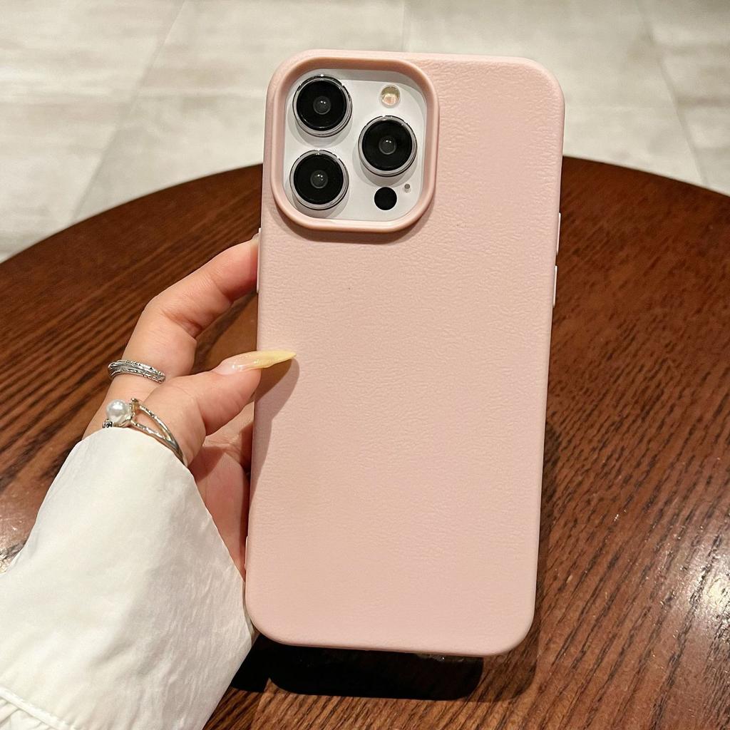 Niche High End Sense Suitable for IPhone17promax Solid Color Leather Pattern Apple 16 Mobile Phone Case 13 12 Soft Shell 11