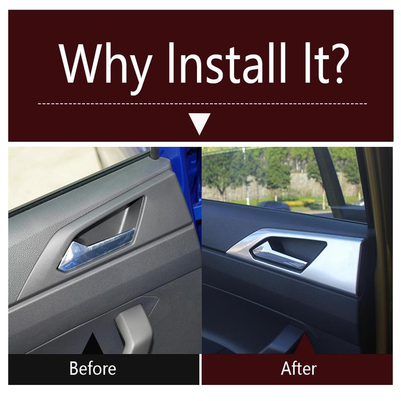 Car Inner Door Handle Bowl Frame Decoration Cover Trim Stainless Steel Accessories Interior For VW Volkswagen Polo  - 2025