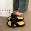 Internet celebrity platform slippers women's summer 2025 new outer wear fashion cross temperament muffin bottom summer out cool slippers