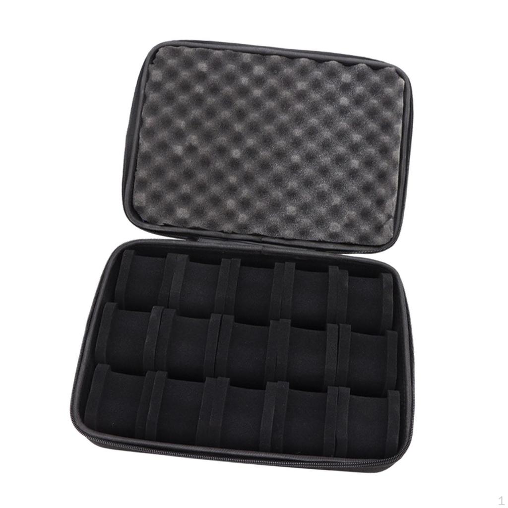 Uhrenaufbewahrungsbox Tragekoffer mit Reißverschluss Tragbar 15 Fächer Sammlung Reise für Geschäft