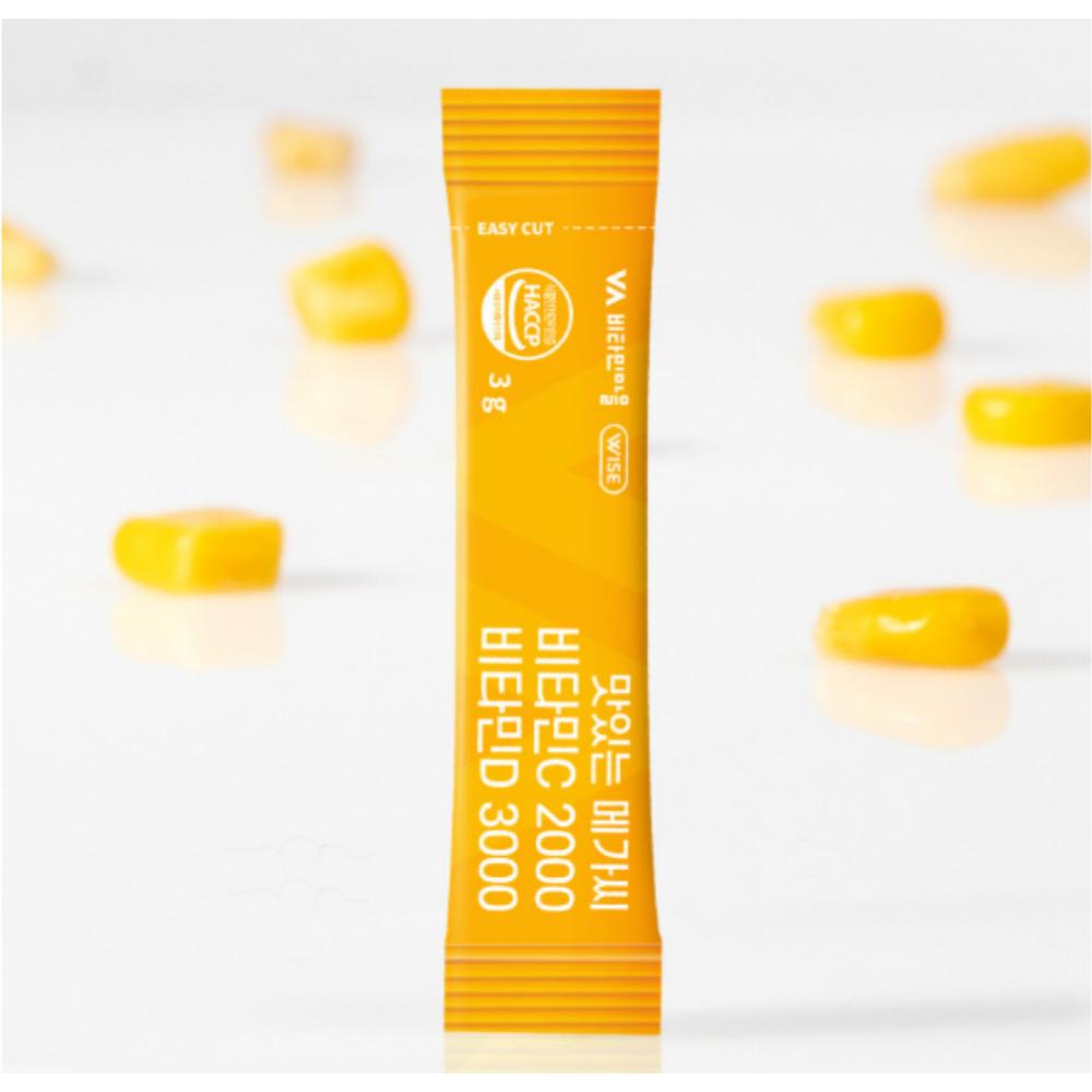 [vitamin village] Delicious Mega C High Dose Vitamin C 2000, Vitamin D 3000, 60 sachets