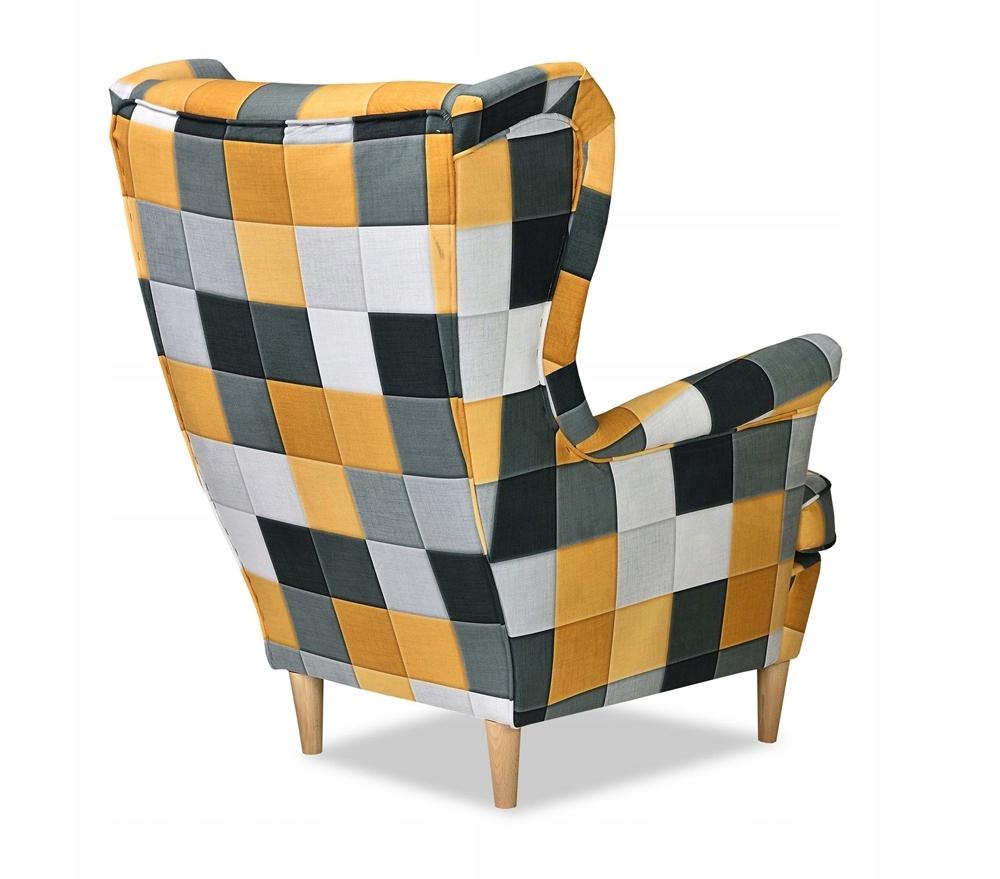ARI PRINT Wing Chair with Footrest Scandinavian Family Furniture Checkered