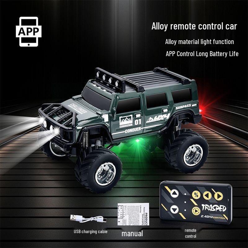 1:64 Mini Alloy Bluetooth RC Hummer Off-Road Vehicle with Lights - Children s Pocket Toy Gift No Trailer