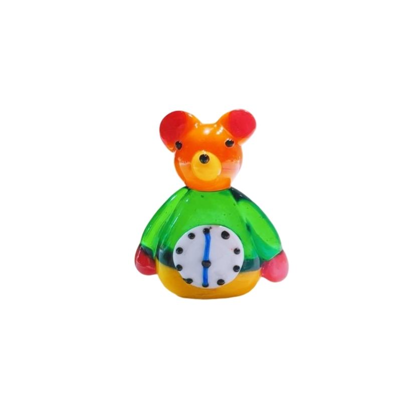 Artistic Bear Shapeds Glass Timepieces Clock Handcrafted Desktop Decoration For Living Room Bedroom 1