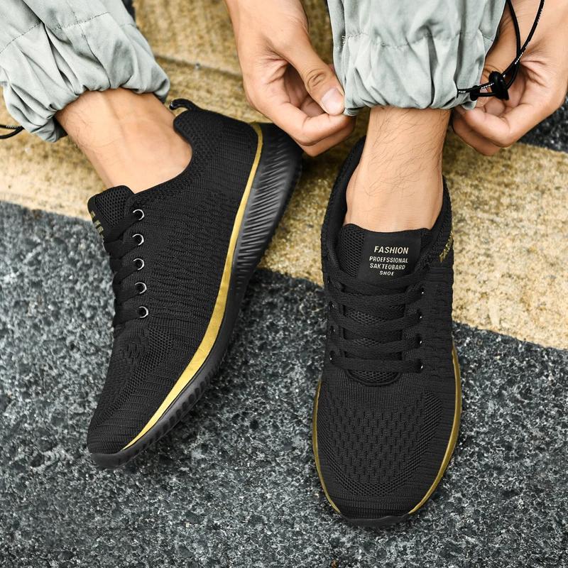 New Black Sneakers Men Sport Shoes Mesh Breathable Mens Walking Shoes Ultralight Sneakers Male Size 48 Tennis Shoes Homme Male