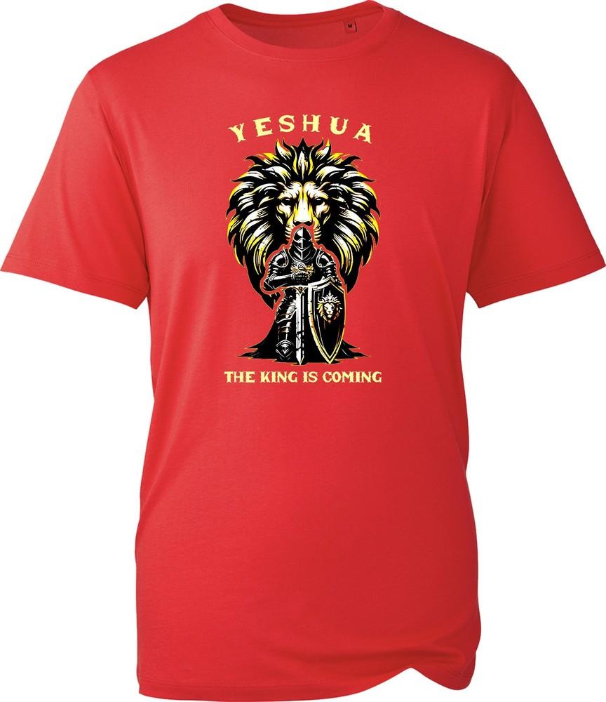 Yeshua The King Is Coming T Shirt Christian Lion Graphic Unisex Top Tee Black S