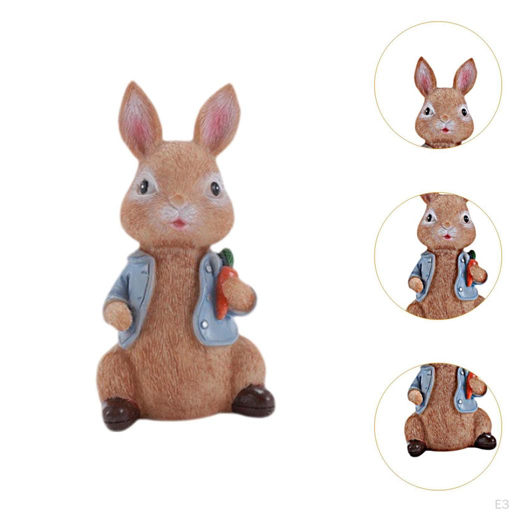 Bunny Figurine Statue Cute Creative Decorative Resin Sculpture Easter Decoration for Office