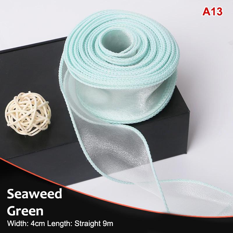 10Yards Organza Solid Color Ribbon 4Cm Wavy Edge Ribbon For For Flower Bouquet Gifts Packaging Party Decorations Diy