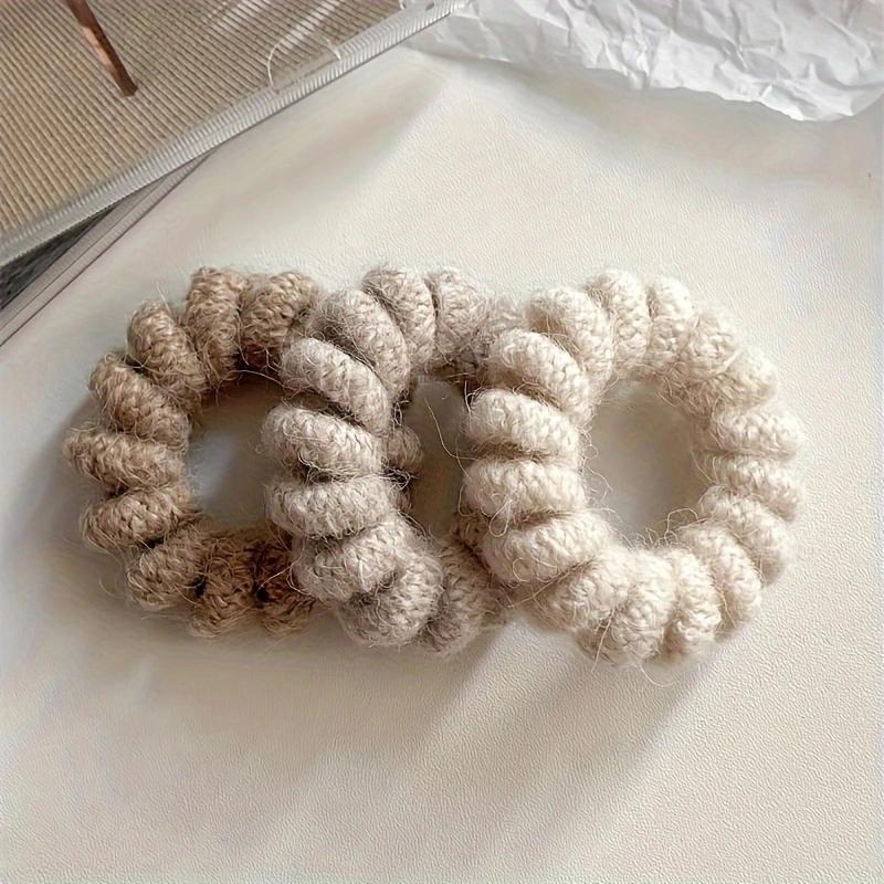 Neue Wolle Telefonkabel Scrunchies Spiralform Haargummi Einfarbig Gummibänder Elastisches Haarband Damen Haarschmuck
