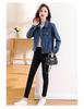 Women's Spring/Autumn 2025 Denim Jacket: Short, Slim Fit, Versatile Single-Breasted Long-Sleeve Cardigan