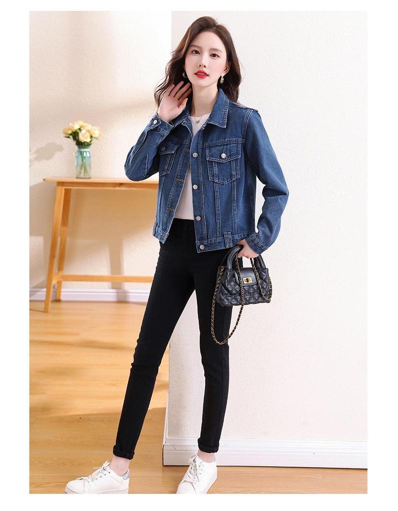 Women's Spring/Autumn 2025 Denim Jacket: Short, Slim Fit, Versatile Single-Breasted Long-Sleeve Cardigan