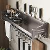 Gun Gray Stainless Steel Wall-Mounted Knife & Spice Rack – Punch-Free Kitchen Storage Solution