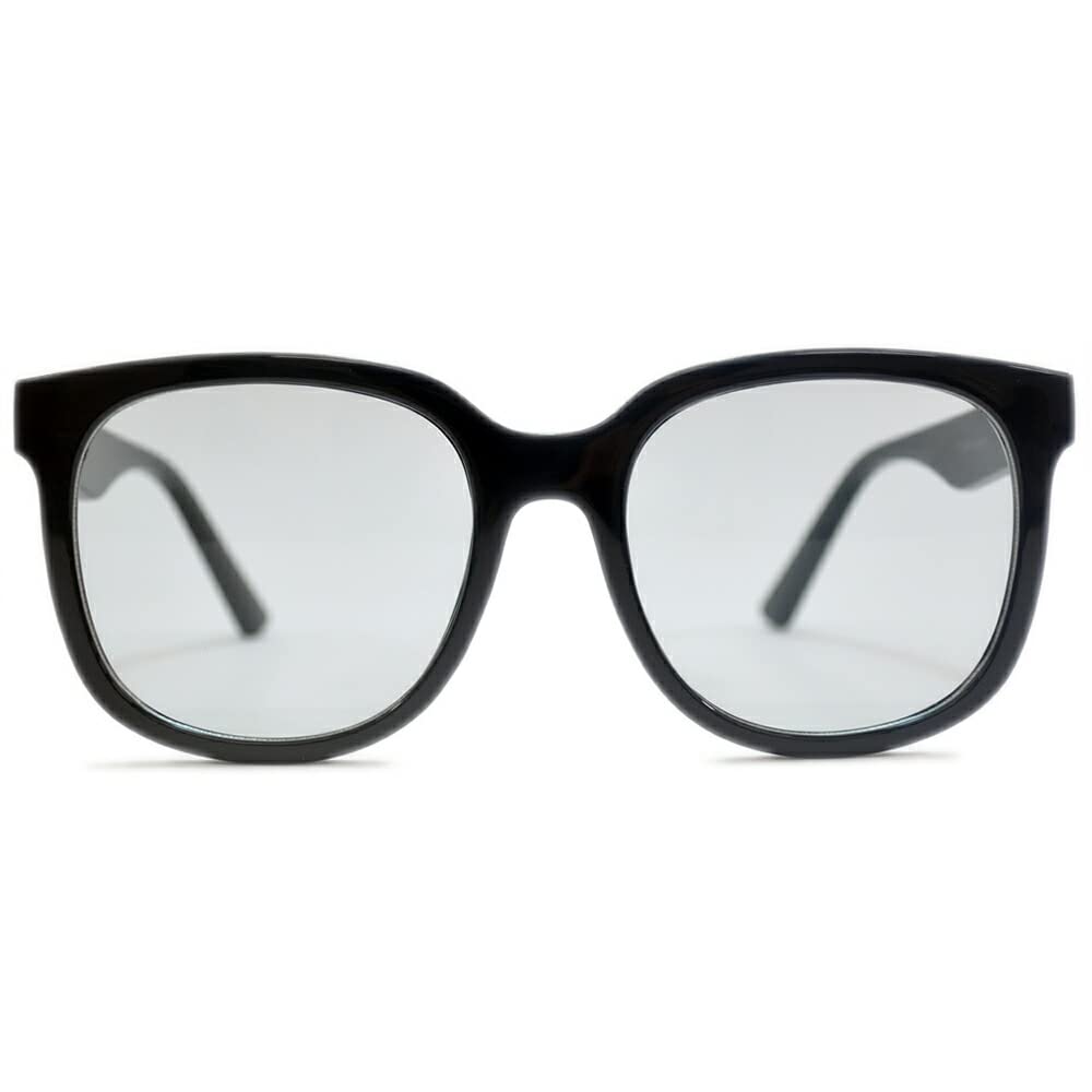 [MERRY PLEASURE] Sunglasses, Fashion Glasses, Men's & Women's, Wellington Square Style, Large Lenses, Light Colored Lenses, Black, Blue, Brown, Gray,