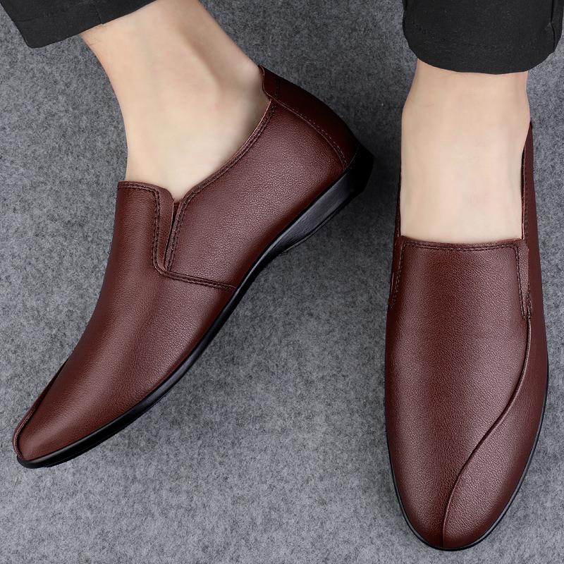 Fashion Luxury Brand Soft Soled Comfortable Loafers Elegant Brown Men's Flat Casual Shoes Office Commuting Men's Work Shoes Versatile