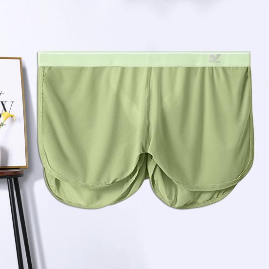 Men Home Shorts Solid Color Bouncy Loose Breathable Fine Mesh Underwear Quick Drying