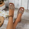 Flat Slippers for Women 2025 Summer Designer  Big Size Rhinestone Flip-flops Ladies Fashion Casual Sequin Slipper Shoes Woman