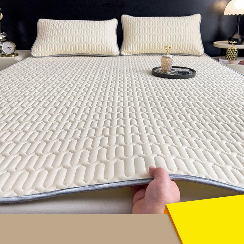 Set Tappetino Rinfrescante in Lattice Estivo Nordico Spesso Pieghevole Materasso Topper per Condizionatore d'Aria con Cinturino Colore Solido Morbido Set Biancheria da Letto