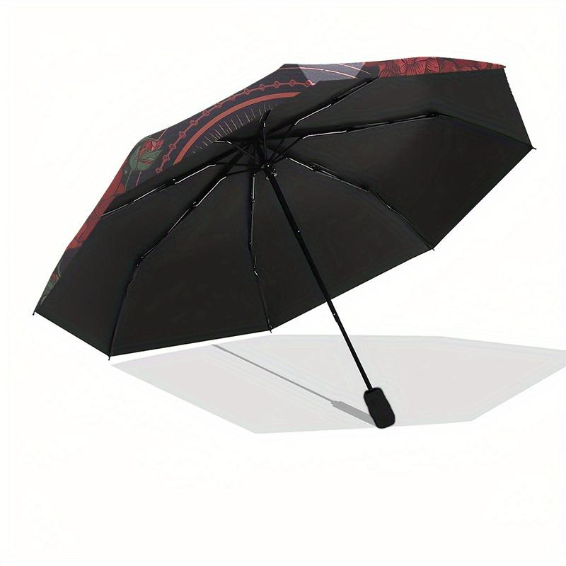 Day of the Dead Skull & Roses Circular  PrintUmbrella, Portable 3-Fold Compact Umbrella,Christmas Gift ES582