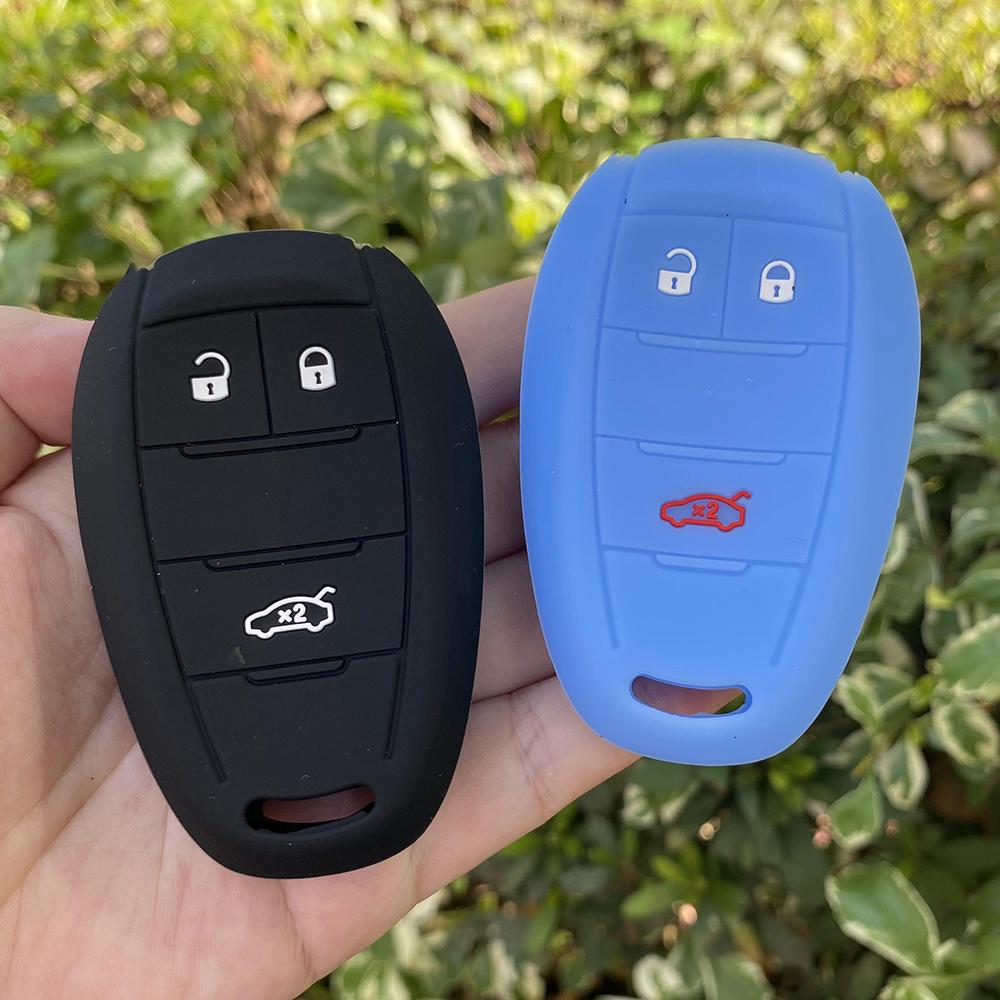 ZAD Silicone Rubber Case Key Case Cover Shell Set HolderFor Alfa Romeo 159 2018 2017 Giulia Stelvio 3 Button Key Protector Fob