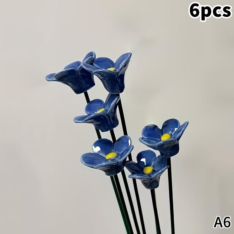 

6/8/10Pcs Handcrafted Ceramic Forget Never Fades Eternal Ceramic Flowers Home Ornament Indoor And Outdoor Home Decor