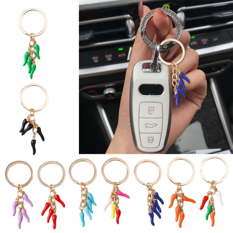 Fun Mini Chili Keyring Stylish Decorative Zinc Alloy Keychain Hanging Ornament For Keys Purses Gift