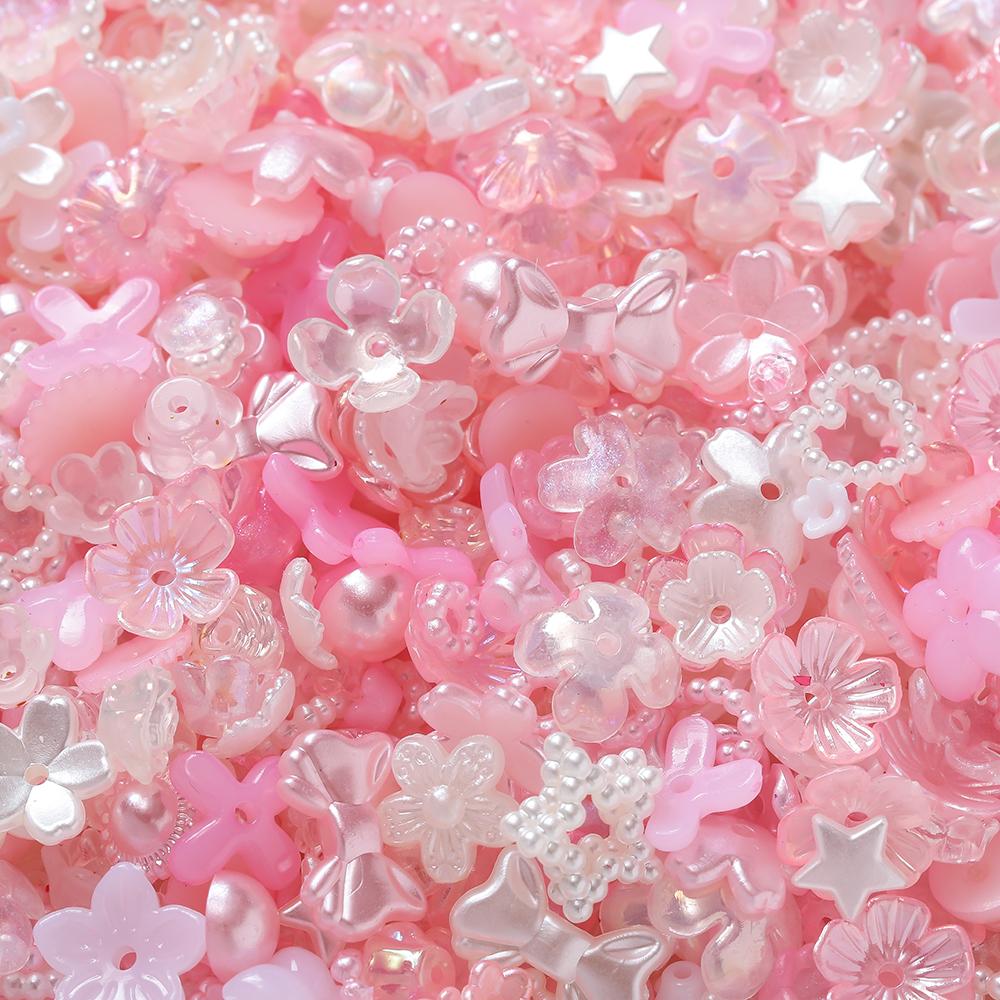 20g Acrylic Mixed Beads Colored Flower Star Shaped Spacer Loose Beads for DIY Jewelry Making Necklace Phone Chain Supplies