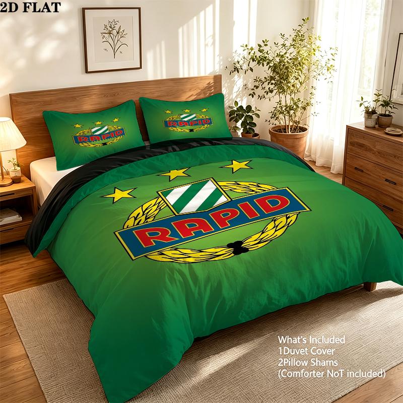Sk Rapid Wien Pattern Bedding uilt Set uilt Cover Pillowcase Home Decoration Birthday Gift (1 * duvet cover + 2 * pillowcase without core)
