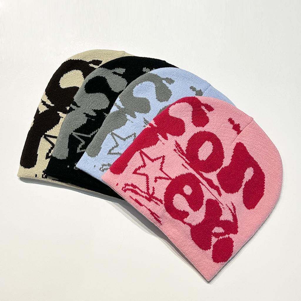 Y2K Hip-hop Unisex Beanie Hat Men Autumn and Winter Harajuku Style Photo Props Versatile Pile Bonnet