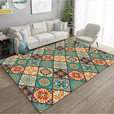 Ethnic Vintag Carpet Maximalism Flower Printed Home Decor Rug Living Room Bedroom Anti-slip Mat for Both Indoor and Outdoor Use