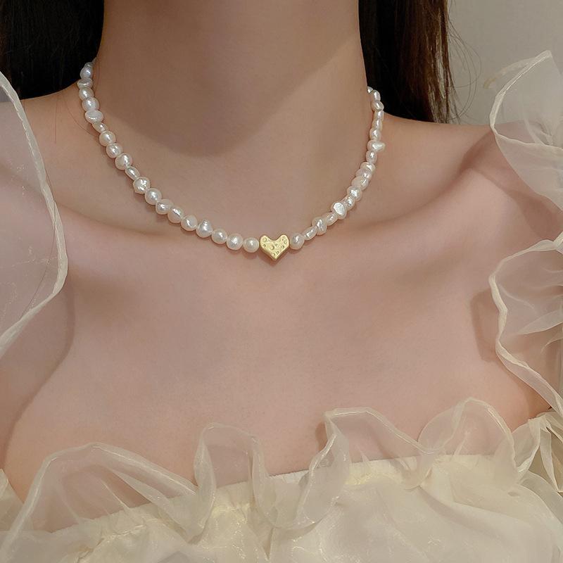 French Vintage Baroque Pearl Necklace Summer Niche Premium Sense Clavicle Chain Light Luxury Versatile Necklace Women