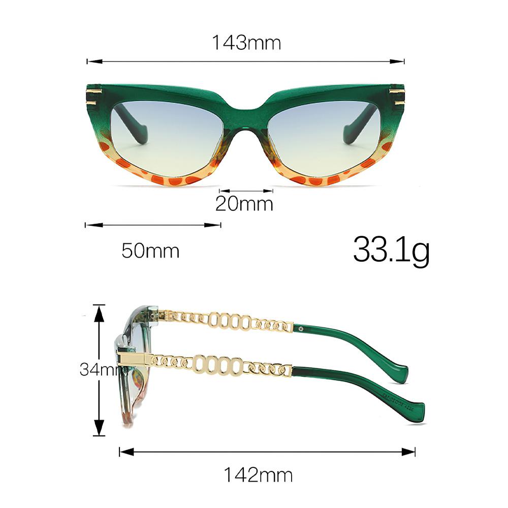 Vintage Sunglasses for Women High End Fashion Black Golden Chain Glasses with Dark Lenses Simple Design Glasses Women