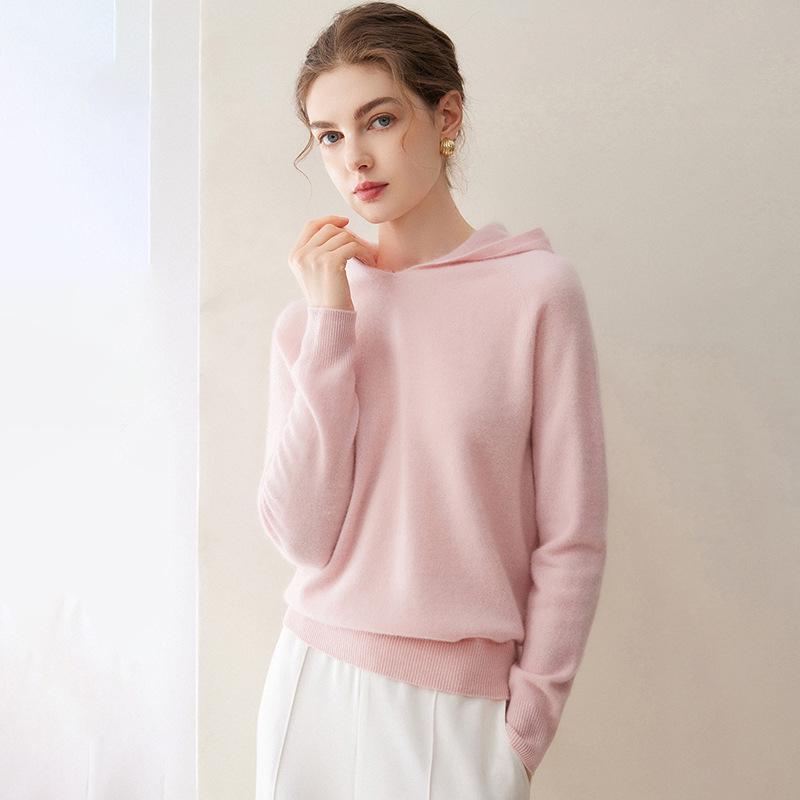 100% Cashmere Women's Loose Hooded Knit Sweatshirt - Autumn/Winter New Style