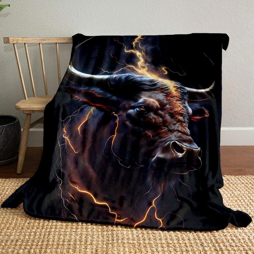 

Fierce Lightning Bull Blanket bedroom Blanket for Livingroom Couch lunch break Soft throw for Friend s festival Gift 80cm x 120cm