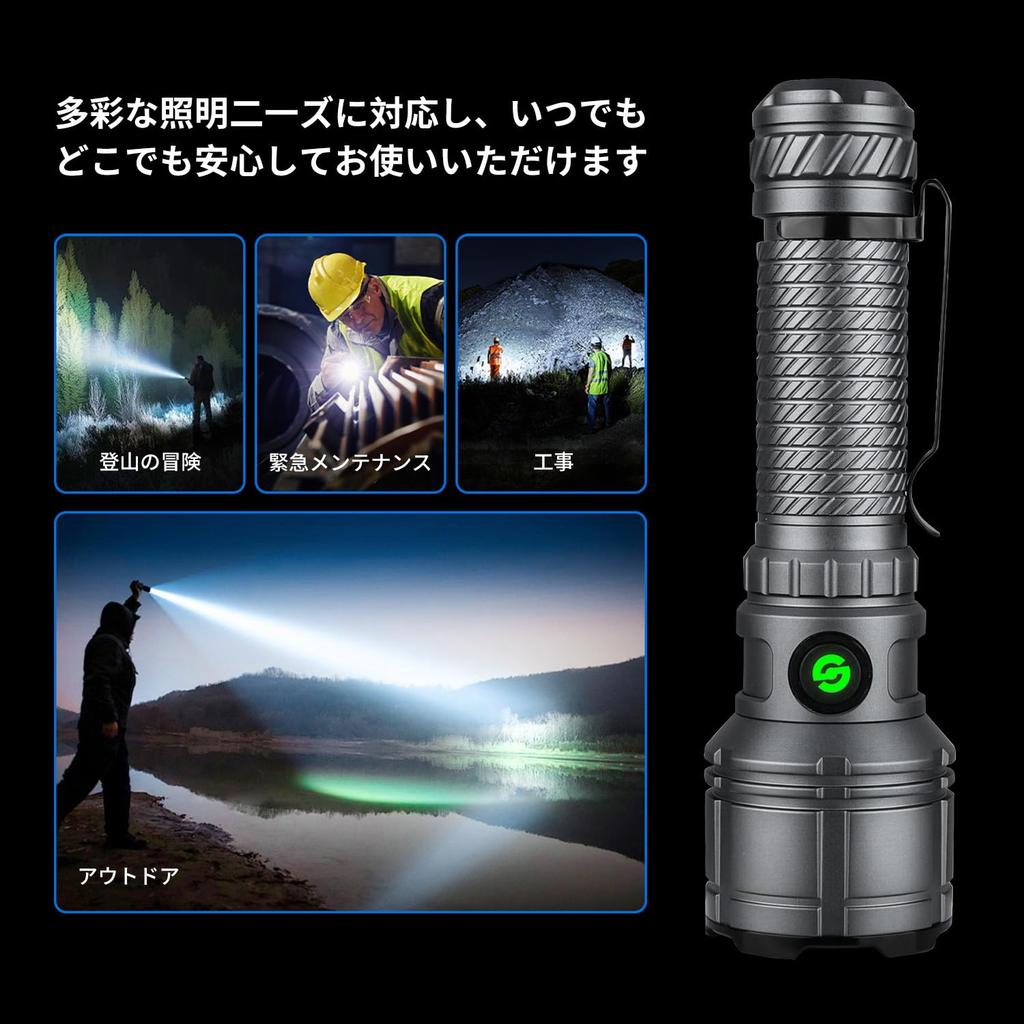 Yeegoda Flashlight Powerful LED IPX6 Up to 24 Hours of Runtime 6 Dimming Super Military Grade 1000 Meter Disaster Preparedness Tool Night Night Power