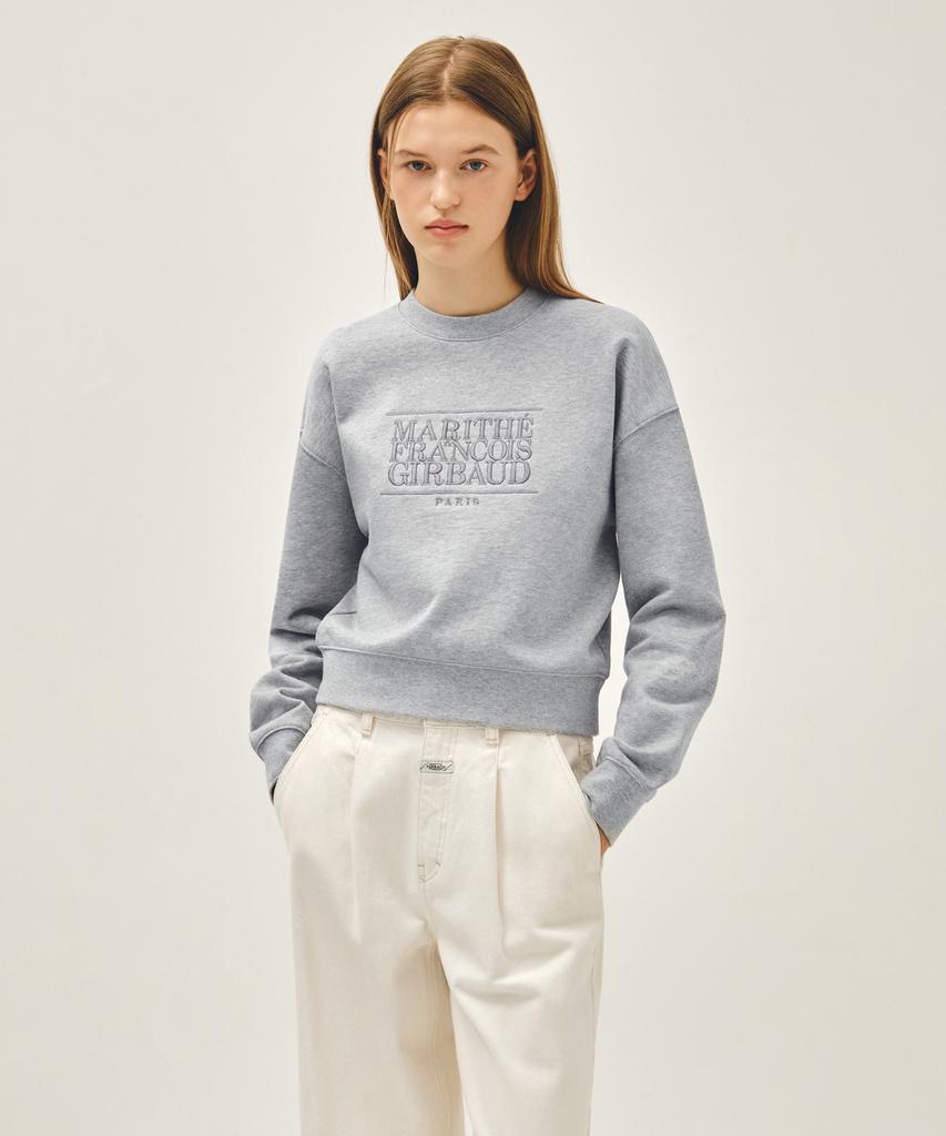 Malittepeulangsowajeobeo W Classic Logo Crop Sweatshirt Heather Gray