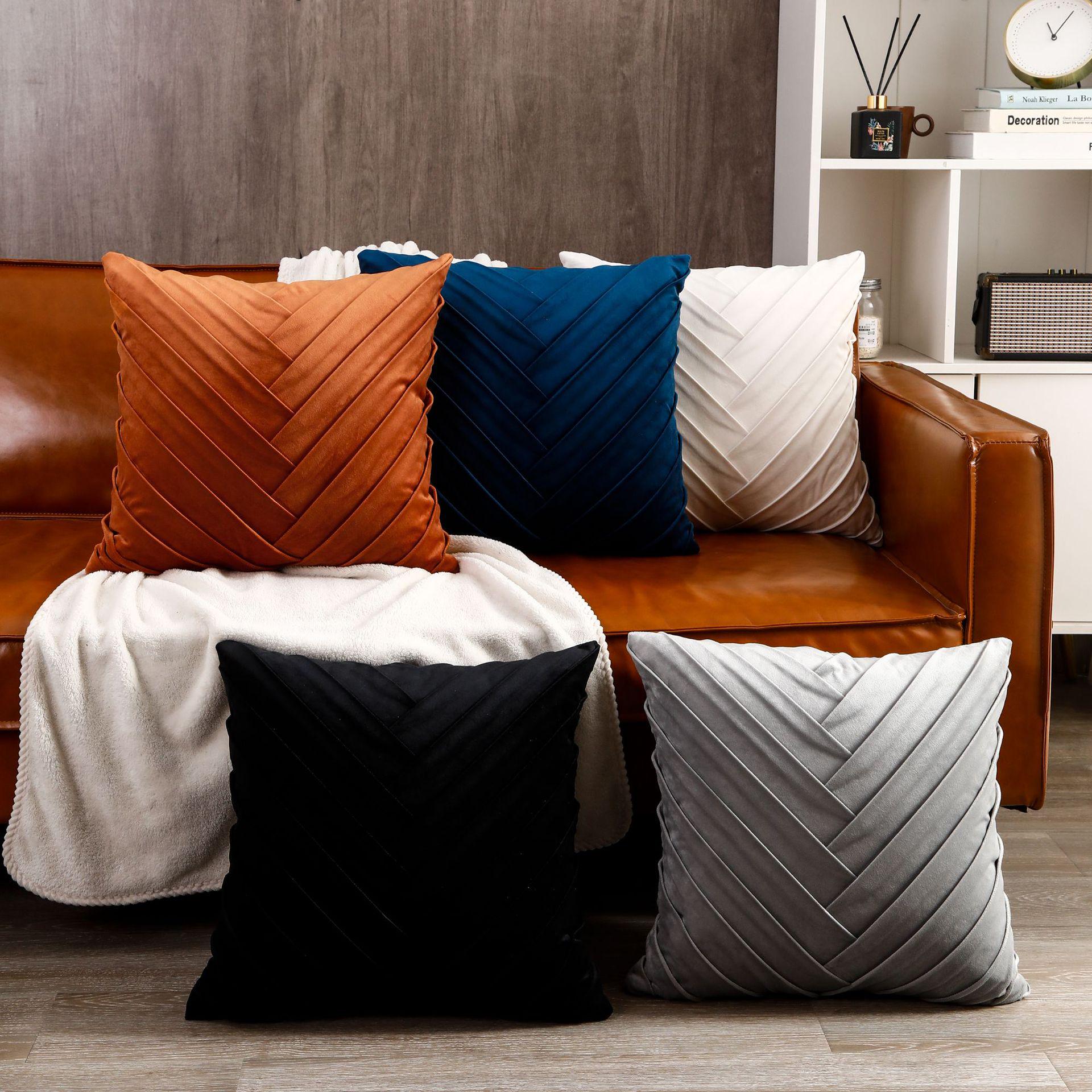 

Оксамитова наволочка для подушки спинки дивана 45x45cm Pillowcase Without Insert брудно-білий