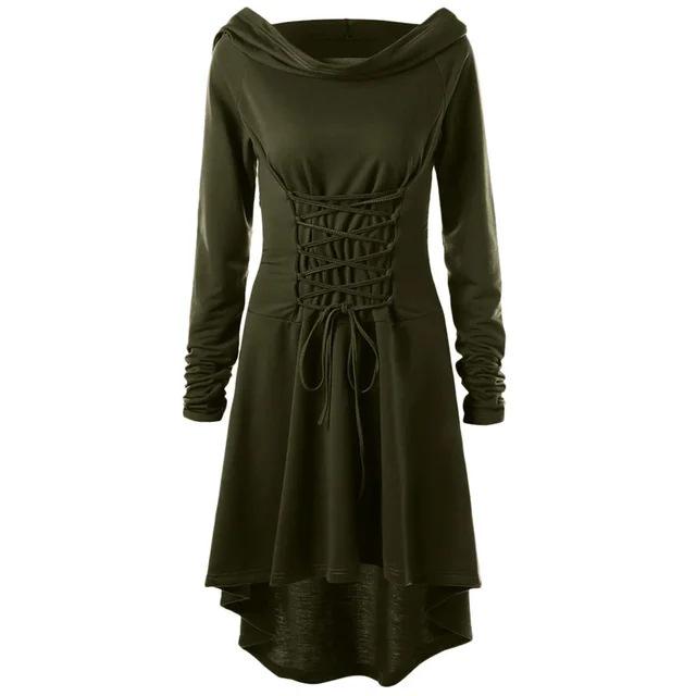 Medieval Renaissance Archer Hooded Lace Robe Pullover 