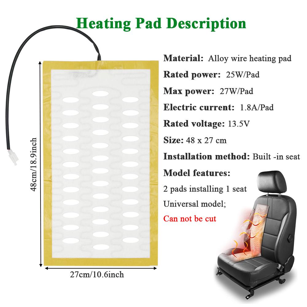 12V Car Seat Heater Kit Fit 2 Seats for Toyota Camry Carola with 25W Alloy Wire Heating Pads and Dedicated Dual Control Switch