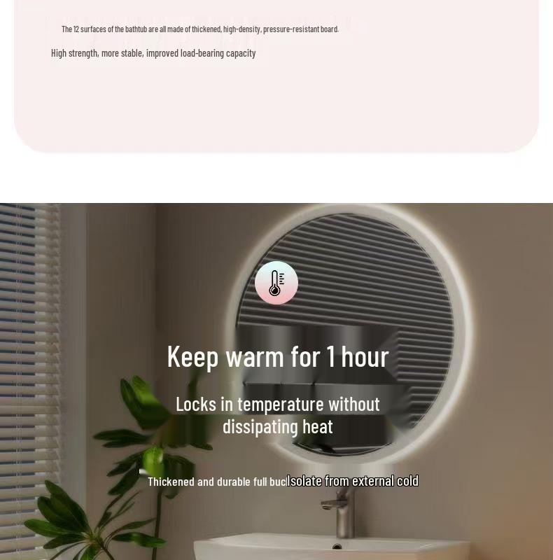 Faltbare tragbare Badewanne für Erwachsene - Groß, isoliert & mehrlagiges gestepptes Design
