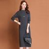 Knitted Dress Medium and Long Sweater Women's Autumn and Winter New Loose and Thin Semi-round Neck Bottoming Sweater Skirt